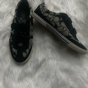 Coach Black and Cream Patterned Sneakers